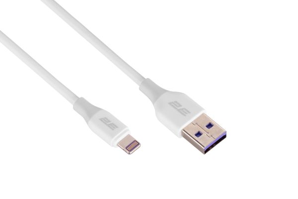 Кабель 2E USB-A > Lightning заряджання/синхронізації 12Вт, 1м, білий