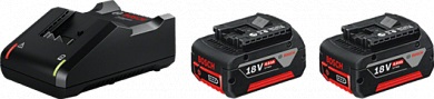 Набір акумулятора та зарядного пристрою Bosch Professional GBA 2х18В 4А·год + GAL 18В-40 18В 4А·год