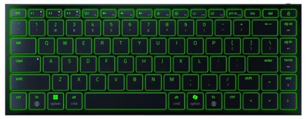 Клавіатура мембранна Razer Joro Ultra Low-Profile, 86key, BT, EN, RGB, чорний