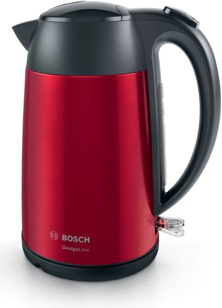 Електрочайник Bosch 1.7л, метал, червоно-чорний