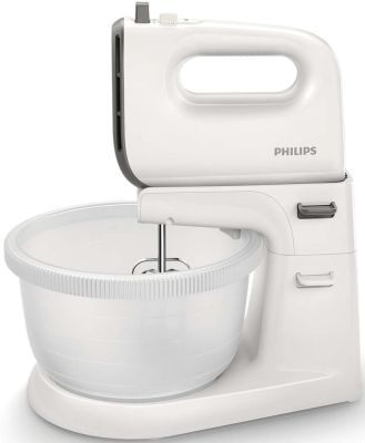 Міксер Philips стаціонарний Viva Collection 450Вт, насадки-4, чаша-пластик, 3л, біло-сірий
