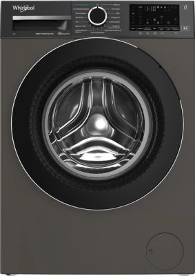 Пральна машина Whirlpool фронтальна, 8кг, 1400, А, 44.4см, дисплей, пара, інвертор, люк чорний, сіри