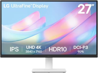 Монітор LG 27" 27US500-W 2xHDMI, DP, Audio, IPS, 3840x2160, DCI-P3 90%, HDR10, білий