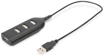 Концентратор DIGITUS USB 2.0, 4 порти, пасивний, чорний