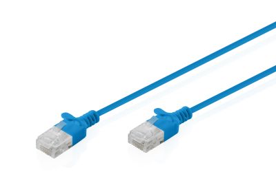 Патч-корд DIGITUS CAT 6 U-UTP Sliim, 1.5м, AWG 32/7, Cu, LSZH, синій