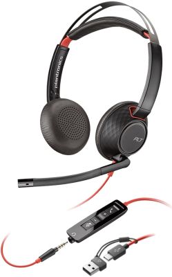 Гарнітура комп'ютерна стерео On-ear Poly Blackwire 5220, USB-A, USB-C, 3.5 мм, всеспрямований, noise