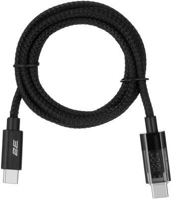 Кабель 2E USB-C > USB-C заряджання/синхронізації 100Вт PD, 1м, Digital Display, чорний