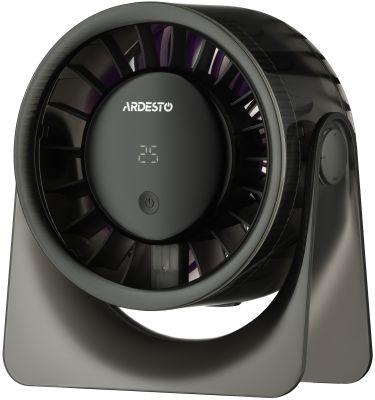 Вентилятор ARDESTO OneBreeze FT-M95B настільний, 12см, дисплей, акумулятор, USB-A Type-C, сірий