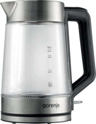 Електрочайник Gorenje 1.7л, 2,200 Вт, strix контроль, скло, нерж