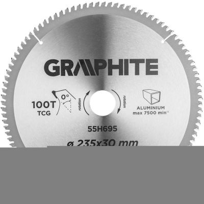 Диск пильний Graphite по люмінію, 235х30мм, 100 зубів