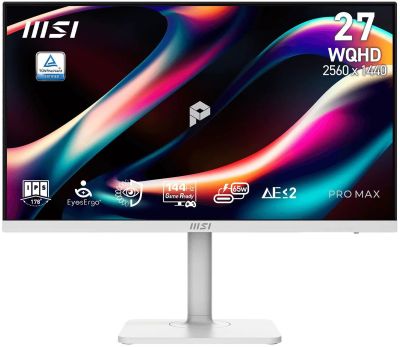 Монітор MSI 27" PRO MAX 271QPHW E14, 2xHDMI, DP, USB-C, 2xUSB, MM, IPS, 2560x1440, 144Hz, 1ms, sRGB