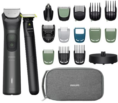 Тример Philips Series 9000, для обличчя, голови, тіла, акум., насадок-19, OneBlade в компл., сталь,
