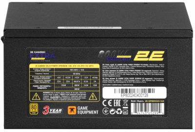 Блок живлення 2E GAMING Extra Power  (800W), >90%, 80+ Gold, 140мм, 1xMB 24pin(20+4), 2xCPU 8pin(4+4