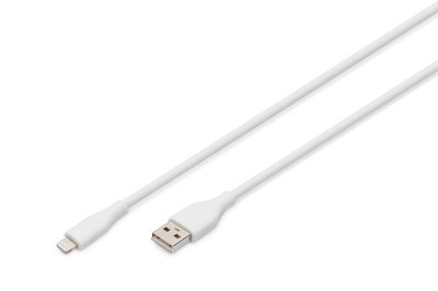 Кабель DIGITUS USB-A > Lightning заряджання/синхронізації, USB 2.0, 12W, силіконовий, 1м, білий