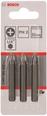 Біти Bosch Professional Extra-Hart PH2, 51мм, 3шт