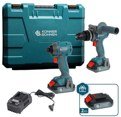 Набір із двох акумуляторних інструментів Konner&amp;Sohnen KS IDISD 20V SET 2 PLUS 20В шурупокрут-дриль