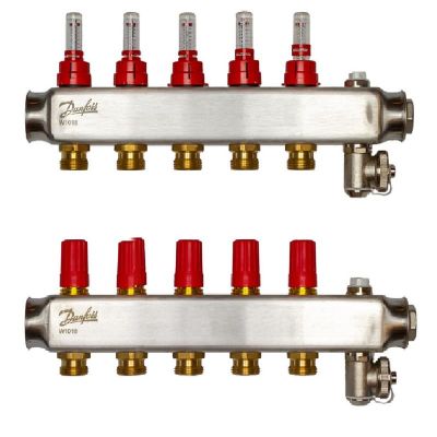 Розподільний колектор Danfoss SSM-F, 5+5 контурів, з ротаметрами, нерж. сталь