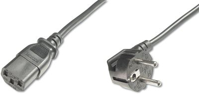 Кабель живлення DIGITUS Schuko 90/M - C13/F, 0.75м, чорний