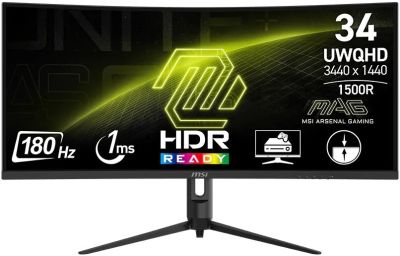 Монітор MSI 34" MAG 342CQR-E2 2xHDMI, DP, Audio, VA, 3440x1440, 21:9, 180Hz, 1ms, sRGB 119%, CURVED,