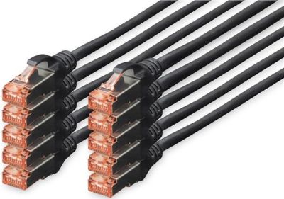 Патч-корд DIGITUS CAT 6 S-FTP, 5м, AWG 27/7, LSZH, упаковка 10 шт, чорний