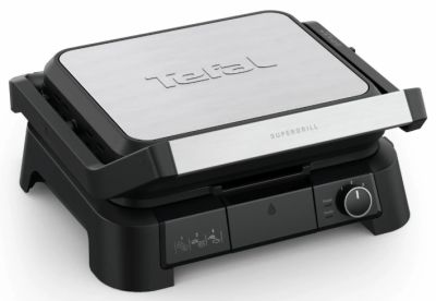 Гриль Tefal прижимний SuperGrill 4in1 2000Вт, темп. режимів-3, з`ємні пластини, метал