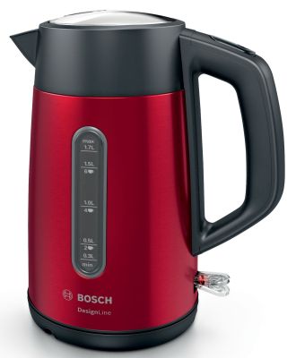 Електрочайник Bosch, 1.7л, метал, червоний з сірим