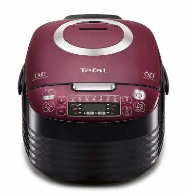 Мультиварка Tefal Spherical, 750Вт, чаша-4л, електронне керув., пластик, чорно-бордовий