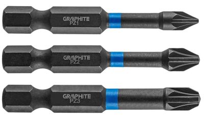 Біти GRAPHITE 1/4", ударні, PZ, 50мм, сталь S2 набір 3шт