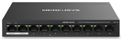 Комутатор MERCUSYS MS110P 10xFE (8xPoE), 65Вт, Некерований