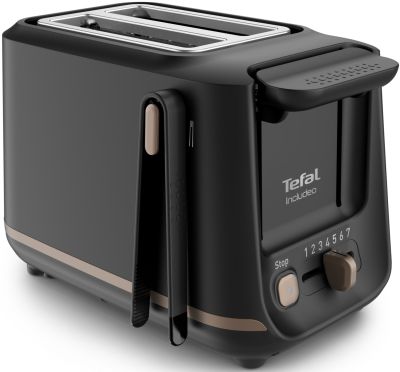 Тостер Tefal Includeo 850Вт, розморожування, щипці, термопластик, чорний