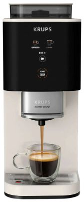 Кавомашина Krups Coffee Crush, 1.8л, зерно, ОLED дисплей, авторецептів - 2, метал, чорно-бежевий