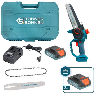 Пила ланцюгова акумуляторна Konner&amp;Sohnen KS MCS20V-8 CASE PLUS 20В акб 2х2А·год шина 20см ЗП 1.45кг