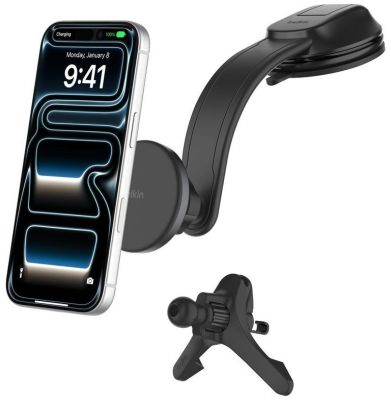 Belkin Car Charger Mount Magnetic Qi2 Wireless (Vent/Dashboard) + 20W USB-C