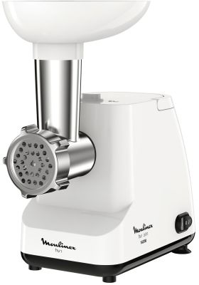 М'ясорубка Moulinex, 1400Вт, 1.7кг/хв, 2 решітки, насадка для ковбас, пластик, білий