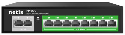 Комутатор Netis P110GC 10xGE (8xPoE, 2xUplink), 120Вт, Некерований