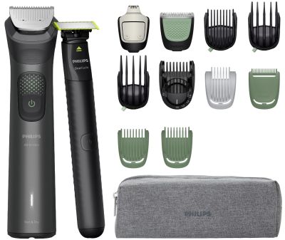 Тример Philips Series 9000, для обличчя, голови, тіла, акум., насадок-15, OneBlade в компл., сталь,