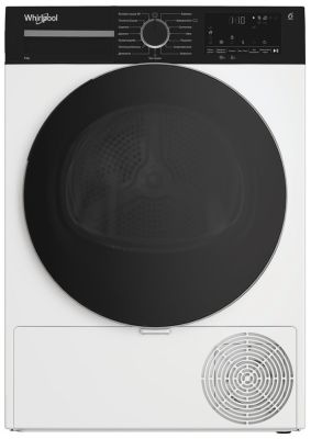 Сушильна машина Whirlpool тепловий насос, 8кг, A++, 54,5см, дисплей, люк чорний, білий