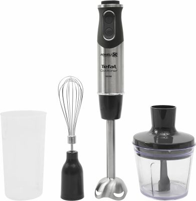 Блендер Tefal заглибний Quickchef 1000Вт, 3в1, чаша-800мл, чопер-500мл, турборежим, сріблясто-чорний