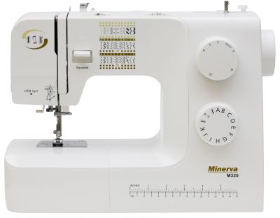Швейна машина МINERVA M320, електромех., 70Вт, 33 шв.оп., петля напівавтомат, білий + золотий