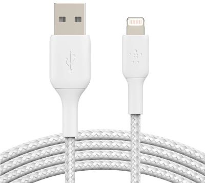 Кабель Belkin USB-A > Lightning заряджання/синхронізації 12Вт, 1м, плетений, білий