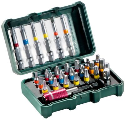 Біти Metabo BitBox 1/4", магнітний бітотримач, перехідник, SL,PH,PZ,H,T, сталь S2, кейс, набір 29шт