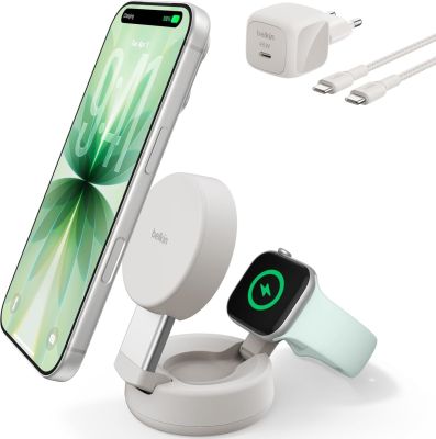 Зарядний пристрій бездротовий Belkin UltraCharge Pro 2в1 Convertible Magnetic Charging Dock 25Вт, Sa