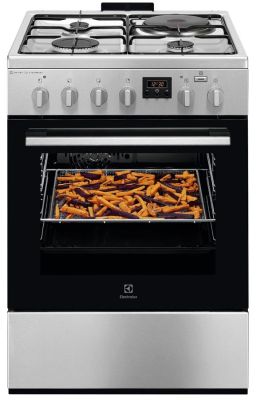 Плита Electrolux комбінована 3 газ + 1 електро, 58л, 60x60см, дисплей, конвекція, пара, нерж