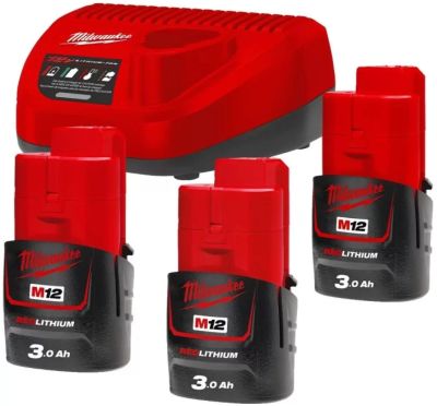 Набір акумулятора та зарядного пристрою Milwaukee NRG-303 12В 3х3А·год Redlithium M12 ЗП С12C