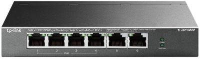 Комутатор TP-LINK TL-SF1006P 6x1FE (4xPoE), 67Вт, Некерований