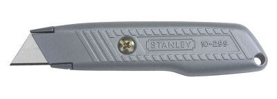 Ніж будівельний трапецієподібний Stanley Interlock, корпус металевий, відсік для зберігання лез, 136