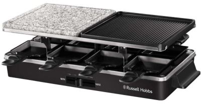 Гриль Russell Hobbs раклетниця Multi Raclette 3in1, 1400Вт, 8 сковорідок, нерж.сталь, чорний