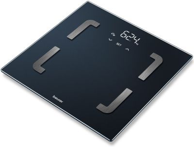 Ваги Beurer підлогові, 180кг, підкл. до смартфону, сенс. керування, AAAx3 в комплекті, скло, чорний