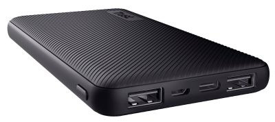 Акумулятор портативний літій-іонний power bank Trust Primo ECO, 10000мА·год, 2хUSB-A/USB-C, 15W, чор