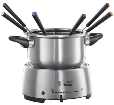 Електричне фондю Russell Hobbs Fiesta, ємність 2л, 1200Вт, 6 виделок в комплекті, нерж. сталь, сірий